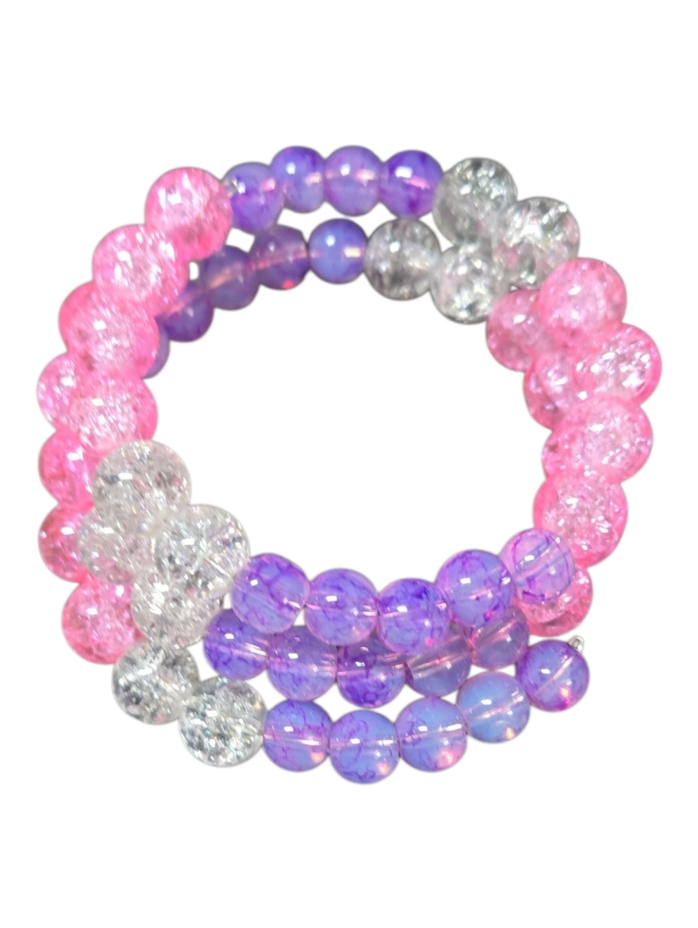 “Pink Purple Beaded Stretch Bracelets Set • Y2K Aesthetic 274 - Picture 4 of 5